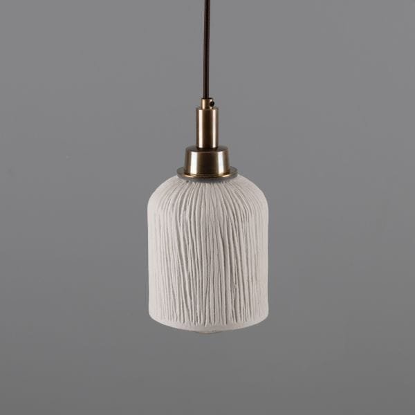 Slender Osier Organic Ceramic Bathroom Pendant Light Matte White Striped - Image 5